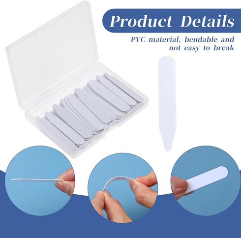 30PCS 2.2" Collar Stays for Men's Dress Shirts, Plastic Collar Stays Dress Shirt Collar Inserts, Waterproof Invisible Shirt Collar Inserts, Dress ...