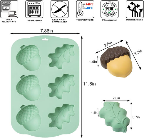 Silicone Cake Baking Pan, 2 Pack Pinecone Leaf Chocolate Mold DIY for Cake Muffin Ice Decoration 2Pcs/6-Cavity...