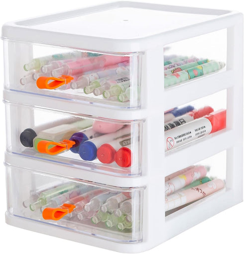 Gagee 3 Drawer Mini Desktop Unit,Plastic dressers with drawers for Arts and Crafts, Small Tools, Sewing Accessories, Stationary, and Hardware,Clea...