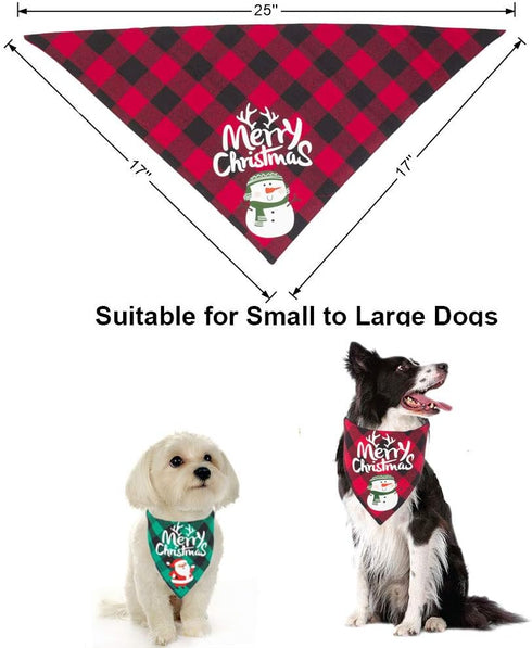 ADOGGYGO 2 Pack Dog Bandana Christmas Classic Buffalo Plaid Dog Scarf Pet Triangle Bibs Christmas Costume Accessories for Small Medium Large Dogs ...