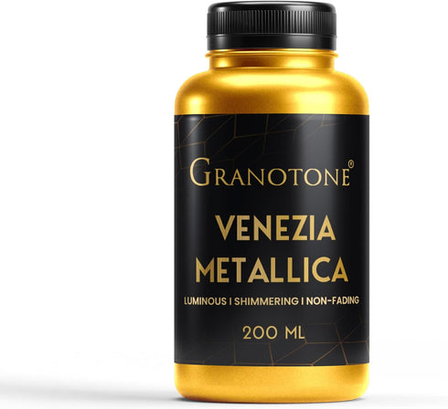 GRANOTONE Acrylic Venezia Metallic Colour | 200 ML (24 Carat Gold) | DIY/Craft | Water-Based | Non-Toxic | Shimmering Effect | Pro Artists, Hobby ...