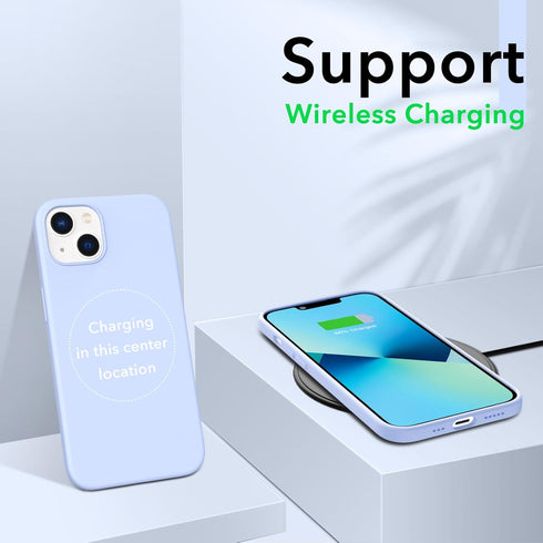 ORNARTO Compatible with iPhone 13 Case 6.1, Slim Liquid Silicone 3 Layers Full Covered Soft Gel Rubber Case Cover 6.1 inch-Baby Blue......