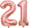 40 Inch Rose Gold 21 Number Balloons Giant Jumbo Huge 12 or 21 Foil Mylar Helium Number Digital Balloons Rose Gold Birthday Mylar Digital Balloons...