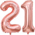 40 Inch Rose Gold 21 Number Balloons Giant Jumbo Huge 12 or 21 Foil Mylar Helium Number Digital Balloons Rose Gold Birthday Mylar Digital Balloons...