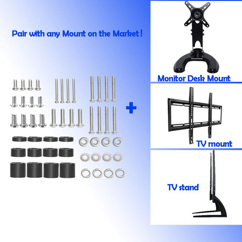 Universal TV Mount Screw Kit Includes M4, M5, M6 Screws, Washers and Spacers - Stainless Steel - Compatible with VESA Wall TV or Monitor Mounting...