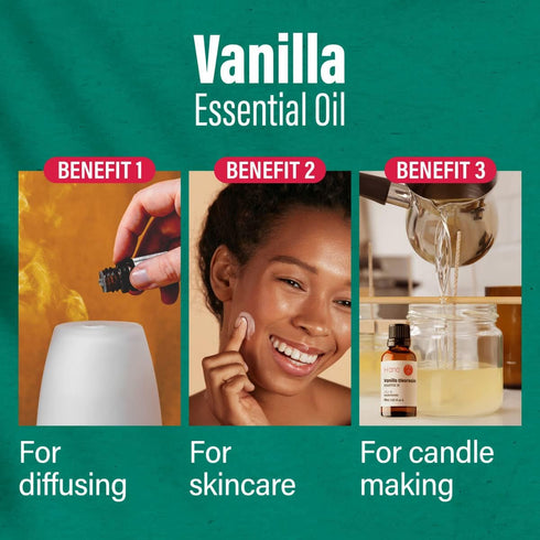 H’ana Vanilla Essential Oil for Diffuser & Skin (1 fl oz) - 100% Natural Vanilla Oleoresin Essential Oil - Fragrant and Long Lasting Vanilla Oil P...