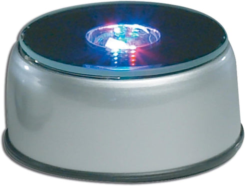 Amlong Crystal Rotating LED Light Display Base 3 Inch with Adaptor, Silver...