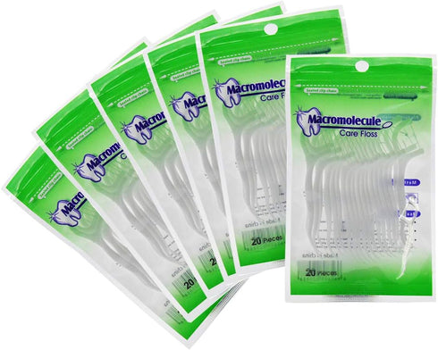 120Pcs/6 Packs Disposable Dental Floss Picks Teeth Flossers Toothpicks Stick Oral Care Tools for Teeth Cleaning, White...