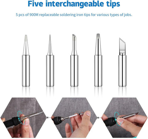 LDK Soldering Iron Kit Electric 60W 110V Adjustable Temperature Soldering Gun Welding Tools, 5pcs Soldering Iron Replacement Tips, Soldering Stand...