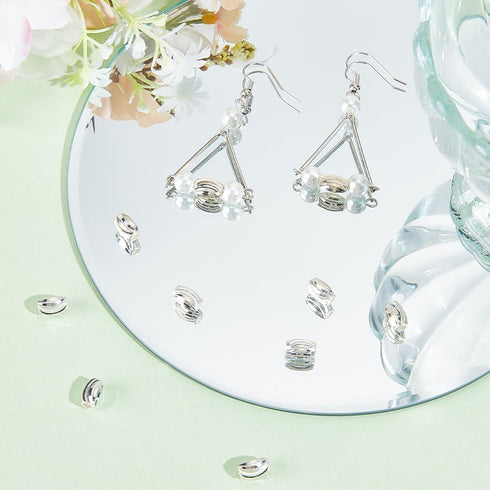 Beebeecraft 1 Box 10Pcs Oval Rice Spacer Beads Sterling Silver Rice Corrugated Beads with 2mm Hole for Jewelry Craft Making Findings...