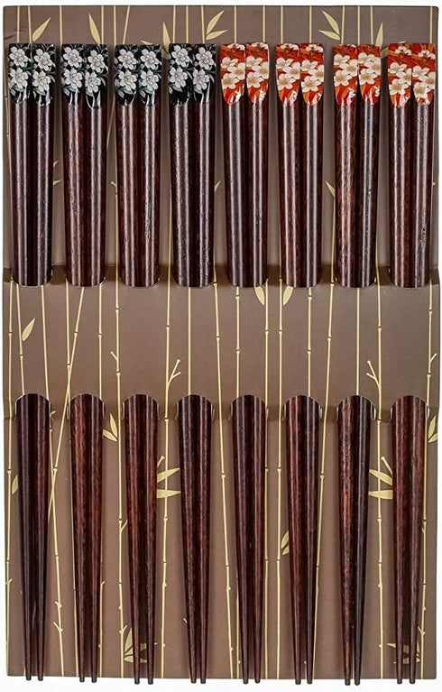 W Home Reusable Wood Chopsticks, 8-Pair, Assorted...