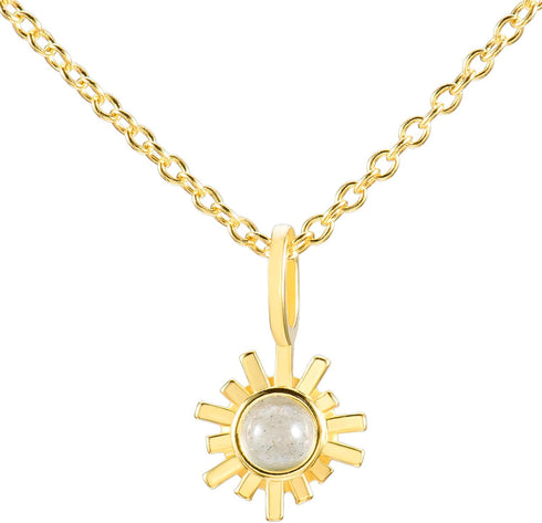 LEMON GRASS Dainty Sun Necklace Moonstone Pendant | Delicate Gold Sun Choker 14 Inch with 2'' Extender | Minimalist Everyday Wear Jewelry Gift...