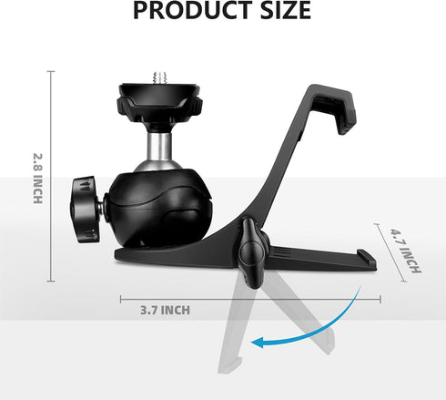 RAUBAY Monitor Top Camera Mount Clamp, Hanging Webcam Stand with 1/4" Screw, for Live Stream, Video Conferencing, YouTube, TikTok, etc. CM-01...