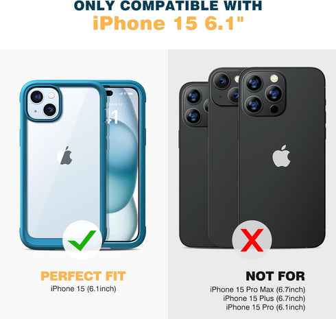 Diaclara Designed for iPhone 15 Case, Full Body Rugged Case with Built-in Touch Sensitive Anti-Scratch Screen Protector, with Camera Lens Protecto...