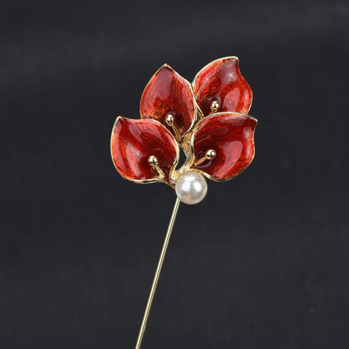 Elegent Calla Lily Flower Cluster Lapel Pins Brooch Crystal Enamel Floral Boutonniere Bouquets Corsage Stick Pin Suit Cardigan Scarf Tie Pins Wedd...