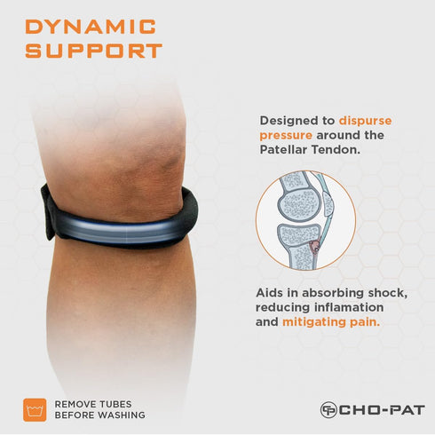 Cho-Pat Original Knee Strap, Patella Support for Runner’s Knee, Jumper’s Knee, Osgood Schlatter’s, and Chondromalacia, Black, X-Large...