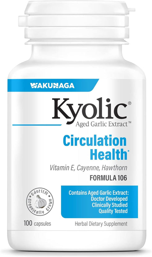 Kyolic Aged Garlic Extract Formula 106, Circulation Health, 100 Capsules (Packaging May Vary)...