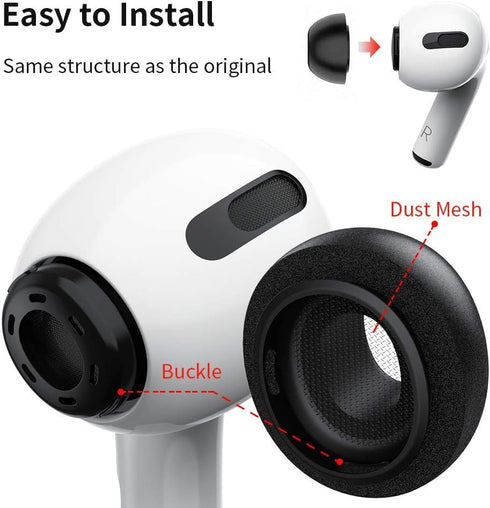 Lanwow Premium Memory Foam Tips for AirPods Pro. No Silicone Eartips Pain. Anti-Slip Eartips. Fit in The Charging Case, 3 Pairs (S/M/L, Black)...