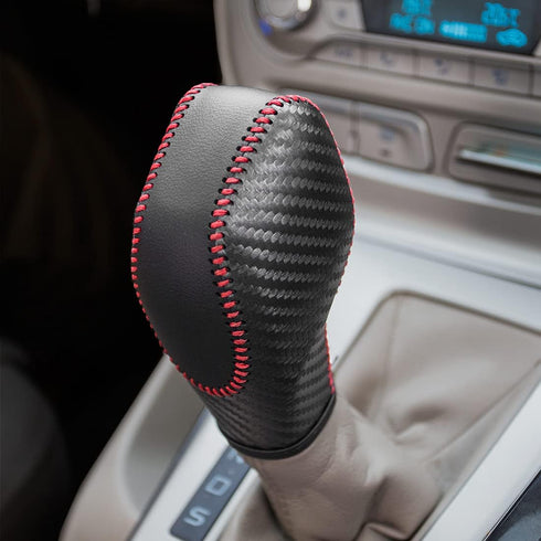 N/C Genuine Leather Automatic at Gear Shift Knob Cover Protector Trim Fit Ford Fusion EcoSport Escape Focus Transit C-Max Energi Wagon Edge Fiesta...