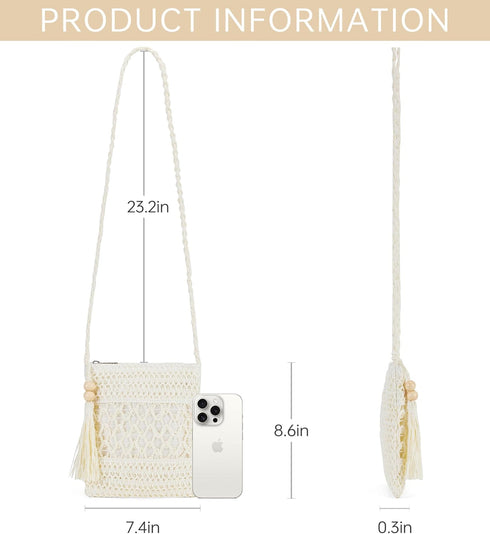 Straw Mesh Beach Bag Crossbody Clutch Purses for Women White Purses for Women Crossbody Purses Cross Body Bag...