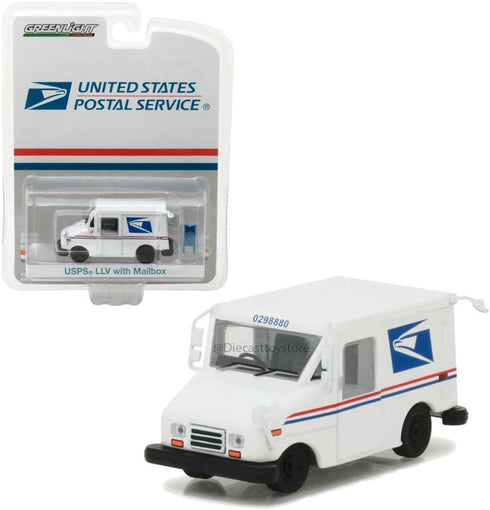 Greenlight 29888 United States Postal Service (USPS) Long Live Postal Mail Delivery Vehicle (Llv) with Mailbox Accessory Hobby Exclusive 1/64 Diec...