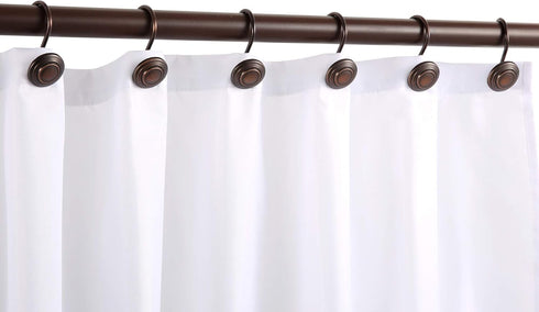 CHICTIE Bronze Shower Curtain Hooks - Oil Rubbed,Set of 12 Circle Decorative Shower Curtain Rings,Metal Rustproof Shower Curtain Hooks for Bathroo...