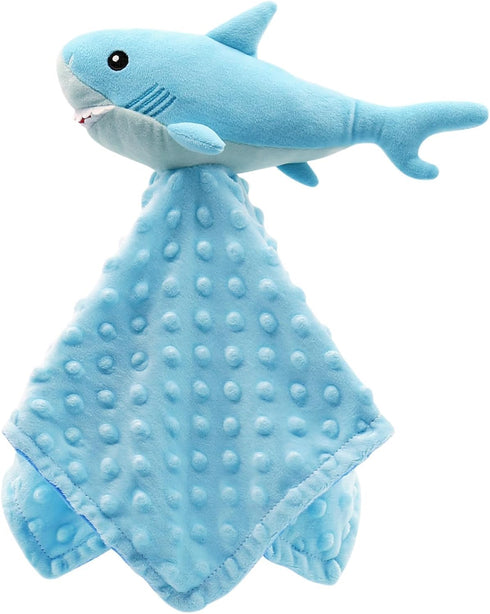 Baby Shark Blanket Security Soft Lovey Plush Sleeping Snuggle Gifts Boy Blue Minky Dot Stuffed Ocean Animal Newborn Nursery Kids Toddler First Bir...