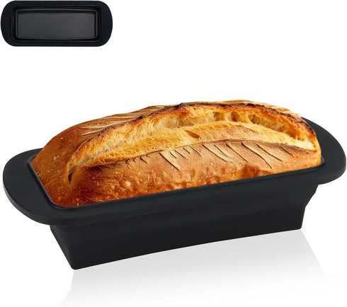 Silicone Bread Loaf Pan with Metal Reinforced Frame, Bread Pans for Homemade Bread, Foldable Loaf Pans, Non-Stick Silicone Baking Pans for Oven, S...