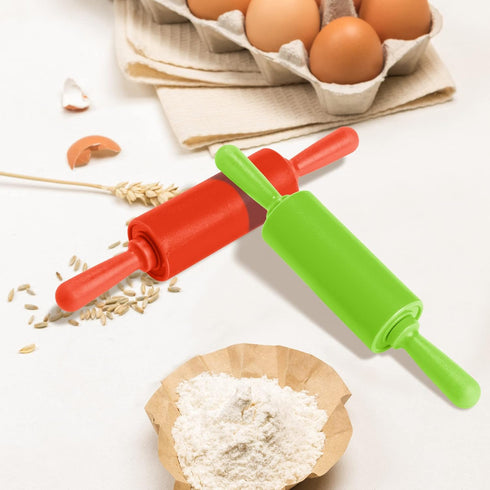 NUOMI Kids Rolling Pins for Baking Playdough 2 Pack Non-Stick Silicone Small Rolling Pins for Home Kitchen,Random Colors...