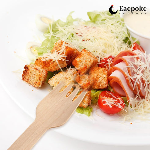 Disposable Wooden Forks, 100 PCS Eco-friendly Forks Recycling Wood Utensils Disposable Cutlery Fork for Eating, Outdoor Camping, Party, Picnics, W...