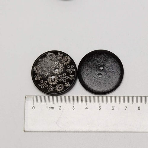 Libiline New 24pcs Carve Wood Button 2 Holes Craft Clothe Sewing Decor … (Brown Carving, 35mm(1 3/8"))...
