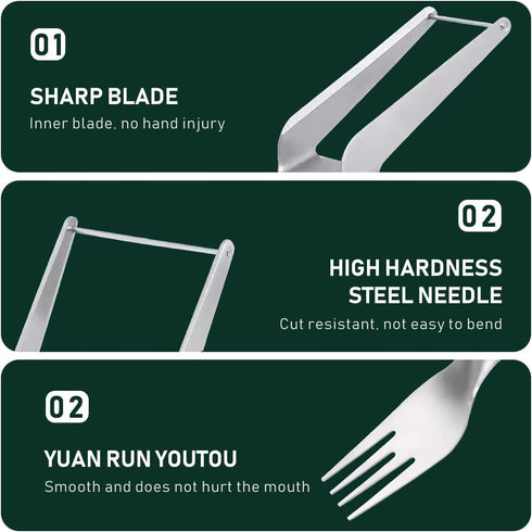 2 Pcs 2-In-1 Watermelon Fork Slicer Cutter, Watermelon Slicer Cutter, Dual Head Stainless Steel Fruit Forks Slicer Knife for Family Parties Campin...