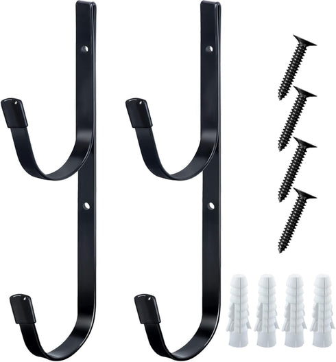 Pool Pole Hanger for Fence?2 Pack? Black Pool Equipment Hooks Heavy Duty Pool Tool Organizer for Telescopic Poles, Skimmers, Leaf Rakes,Pool Hose,...