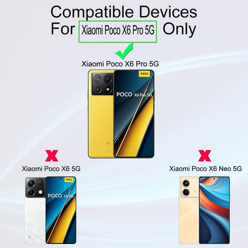 Ibywind 2 Pack Screen Protector For Xiaomi Poco X6 Pro 5G 6.67",9H Hardness Tempered Glass,With 1Pc Camera Lens Protector,1Pc Back Carbon Fiber Fi...