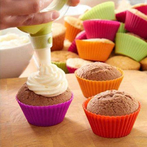 Silicone Cupcake Liners Reusable Silicone Baking Cups Nonstick Muffin Molds Easy Clean Silicone Muffin Liners, 24 Pieces in 8 Rainbow Colors...