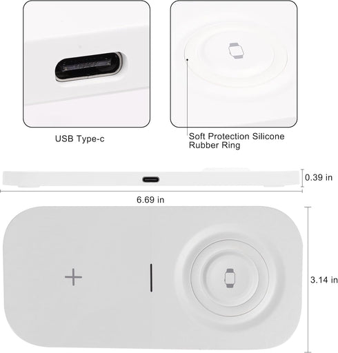 Wireless Charger, 2 in 1 Wireless Charging Pad, Fast Dual Wireless Charging Station for iPhone 14/13/12/11Pro/Pro Max/Mini/XS Max/XR/XS/X/8/8P, Sa...