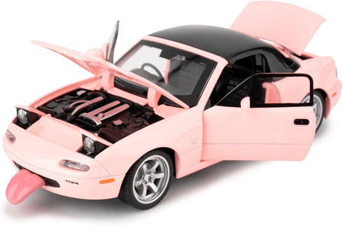 1/32 Mazda Miata MX-5 Alloy Model Car, Toy Car with Pullback, Removable Top, Blinking Lights, Toy Car with Sound and Bright Lights, Collectible Gr...