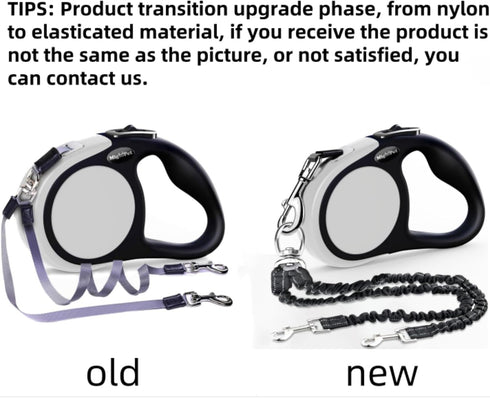Double Retractable Dog Leash for Two Dogs Up to 50 lbs Per Dog - 16 ft Coupler Dog Leashes for Small Medium Dogs - One Locked System, Non Slip Gri...