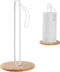 Wood Paper Towel Holder with Fixer, Paper Towel Holder Countertop, Kitchen Towel Holder Free-Standing with Fixed or Non-Slip Wooden Base-White...