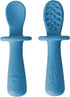 TalkTools ITSY Tiny Silicone Spoons – Twin Pack Soft Silicone Self-Feeding Training Spoons for Kids & Toddlers, Anti-Choking Flange Guard and Non-...