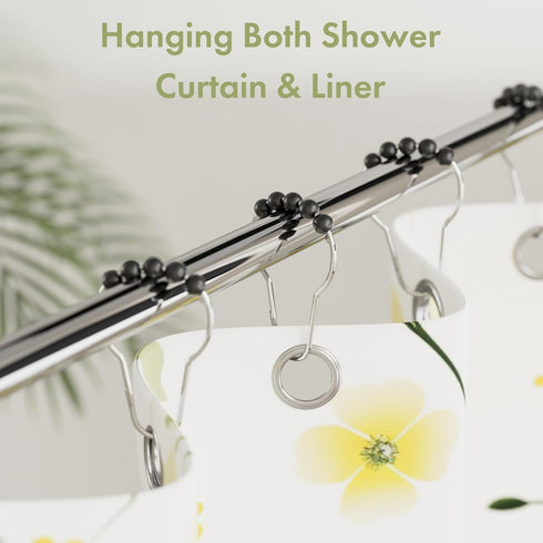 Amazer Black Shower Curtain Hooks, Decorative Rust Proof Acrylic Balls Shower Curtain Hooks, Stainless Steel Shower Hooks for Shower Curtain Bathr...