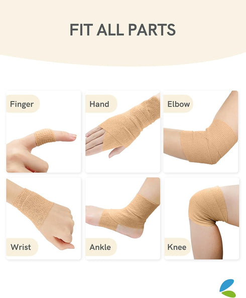 FriCARE Self Adhesive Bandage Wrap, Medical Tape in First Aid Kit, Cohesive Bandages for Wounds Sport Vet, FSA/HSA Eligible, 2 Inches X 5 Yards 6 ...