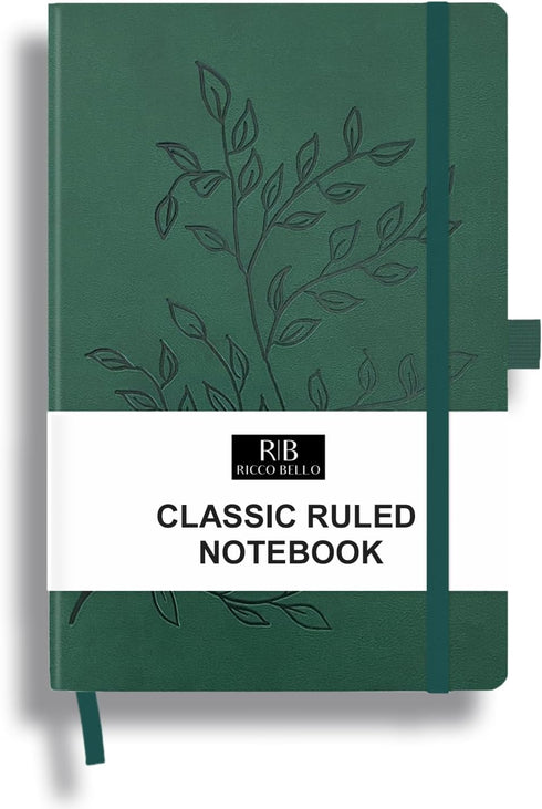 RICCO BELLO Classic College Ruled Notebook | Faux Leather Hardcover Lined Writing Journal for Work, Home, School | 192 Lined Pages, 5.7 x 8.4-Inch...
