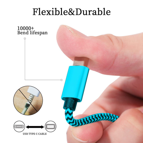 C Cords 3A Fast Charge Tpc010 2 Pack(6Ft 3A) Braided C Charger Cables Compatible with Samsung S10e/note 9/s10/s9/s8 Plus/A80/A50/A20...