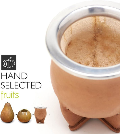 BALIBETOV Leather Wrapped Handmade Yerba Mate Gourd (Mate cup) with Bombilla (Yerba Mate straw) (Natural)...
