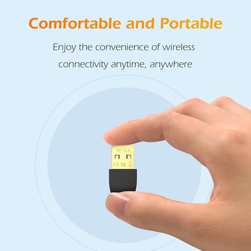 Bluetooth 5.3 USB Adapter for Desktop PC, Plug & Play Mini Dongle Receiver & Transmitter, Compatible with Laptop, Headphones, Keyboard, Mouse, Spe...