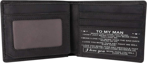Kenon Personalized Leather Wallet For Man, Engraved RFID Blocking Bifold Stylish Black Wallet For Man Valentines Birthday Christmas Gifts...