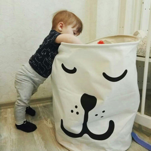 FANKANG Storage Basket, Nursery Hamper Canvas Laundry Basket Foldable with Waterproof PE Coating Large Storage Baskets for Kids Boys and Girls, Of...