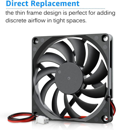 Gdstime 80mm x 80mm x 10mm DC 5V Brushless Cooling Fan 2PIN...