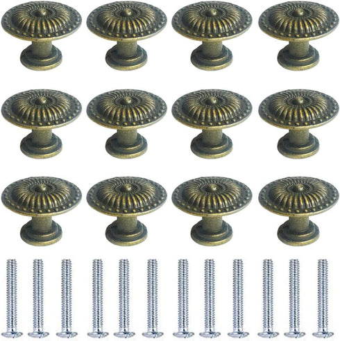 12Pcs Vintage Bronze Cabinet Knobs, Flower Drawer Handles with Screws for Furniture Kitchen Cupboard Closet Wardrobe(Style B)...